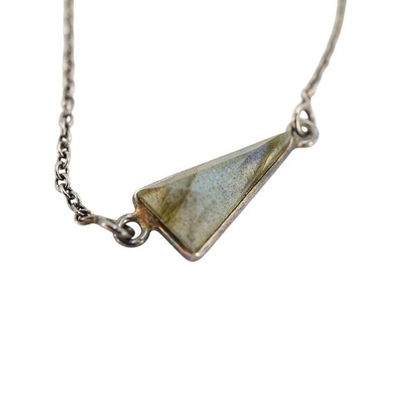 Lot Of 3 Stackable Sterling Silver Layered Necklace Set Labradorite Amber Boho - Picture 13 of 16